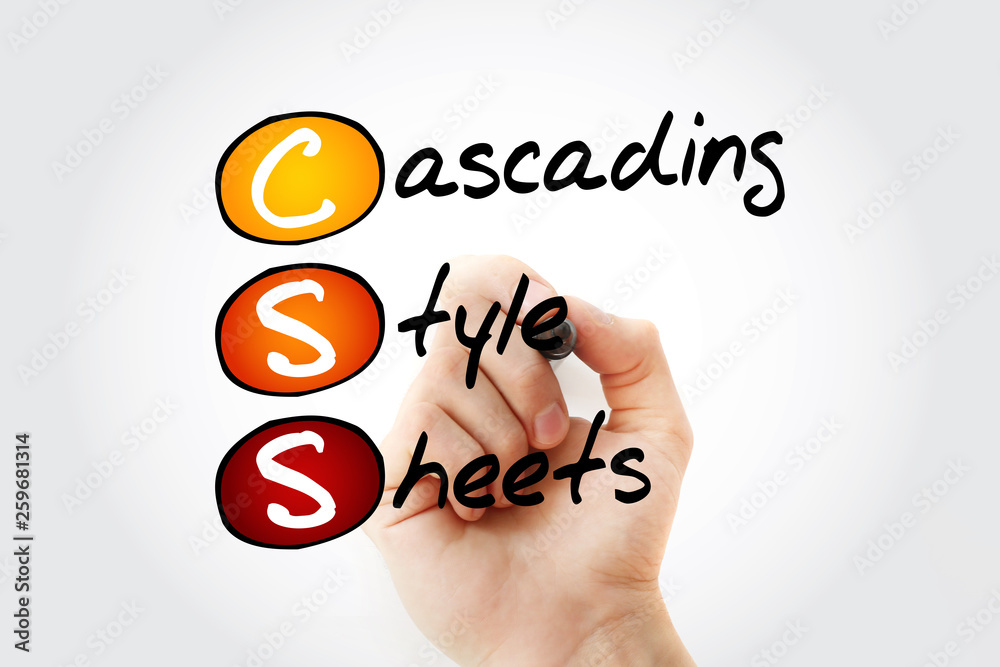 Poster css - cascading style sheets acronym with marker, technology concept background