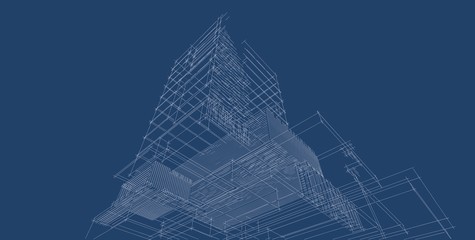 architecture abstract, 3d illustration