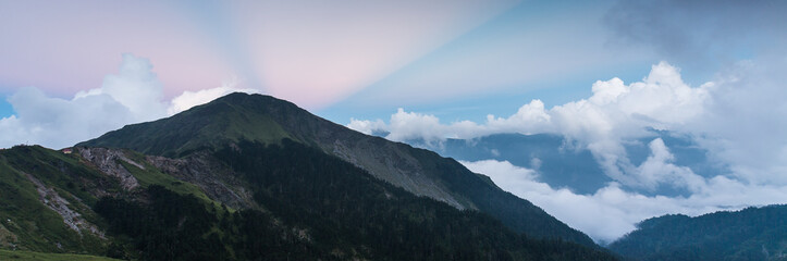 mountains and clouds