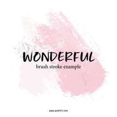 Vector cosmetic advertising elements with pink blush  brush strokes, splatter decoration and typography. Yand-drawn inked paintbrushes. Creative texture.