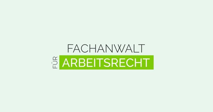 Anwalt f&uuml;r Arbeitsrecht. Moderne Animation, die die Leistungen einer Kanzlei zeigt. Farben: Gr&uuml;n/Wei&szlig;