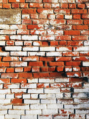 Red  brick wall background. Texture brick. Old vintage brick wall. Place for text.