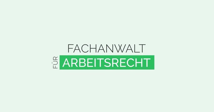 Anwalt f&uuml;r Arbeitsrecht. Moderne Animation, die die Leistungen einer Kanzlei zeigt. Farben: Mint Gr&uuml;n/Wei&szlig;