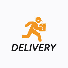 express delivery logo icon vector template with fast running man