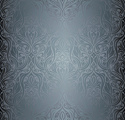 Silver Floral vintage fashion wallpaper  Background design