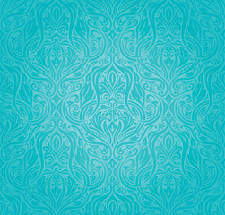 Turquoise floral  vintage background wallpaper green blue fashion decorative design