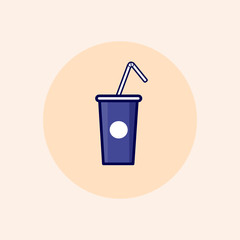 Soda cola drink flat icon. Cinema theme. Vector illustration.