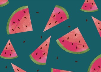 すいかのパターン_水彩風