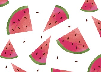 すいかのパターン_水彩風