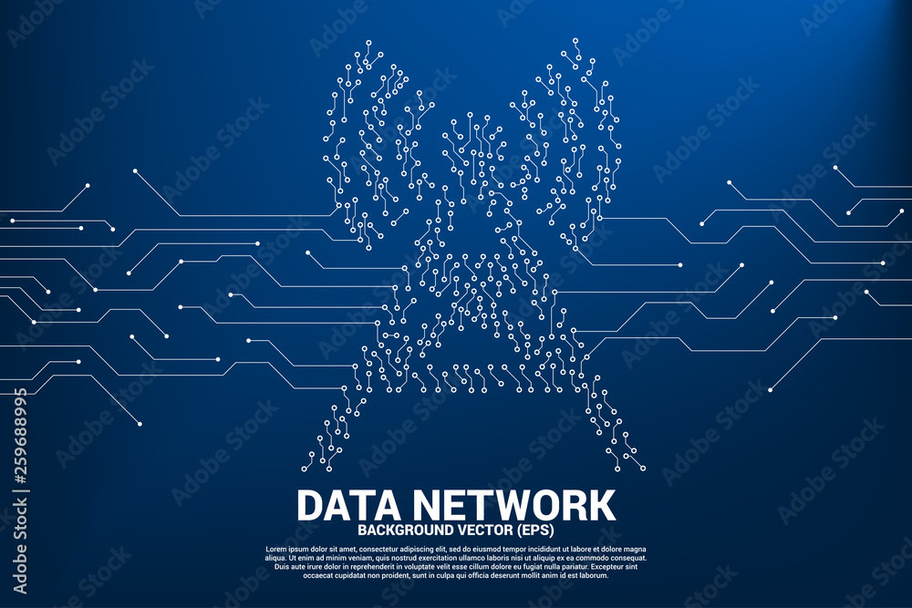 Aufkleber Vector antenna tower icon dot connect line circuit board style mobile data icon. Concept for data transfer of mobile and wi-fi data network.
