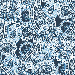 Seamless Paisley pattern in indian style. Floral vector illustration