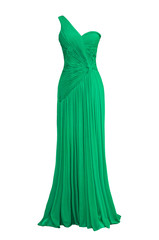 Luxury evening green dress with isolated on white background