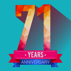 71 Years Anniversary logo. with colorful polygonal design elements.