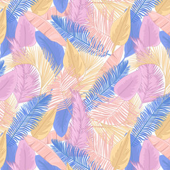 Palm leaves seamless pattern. Tropical leaves seamless background.