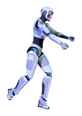 3D Rendering Female Robot on White