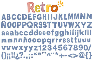 Retro alphabet. Vector alphabet to give a retro look to your designs. Important: it is a set of vector letters, numbers and signs, not an install font.