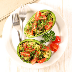 avocado salad isolated on white background