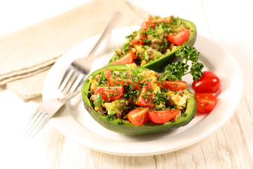 avocado salad isolated on white background