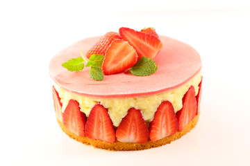 strawberry cake, strawberry shortcake isolated on white background