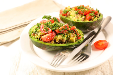 avocado salad isolated on white background