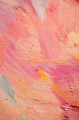 Abstract colorful oil painting on canvas. Oil paint texture with brush and palette knife strokes. Multi colored wallpaper. Macro close up acrylic background. Modern art concept. Horizontal fragment.