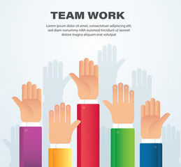 Raised hands. team work concept. background vector illustration eps10 