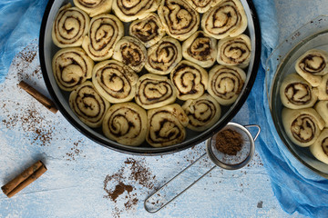 Cinnamon rolls ready to be baked