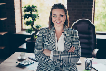 Close up photo beautiful amazing reliable  she her business busy lady friendly mood hands arms...