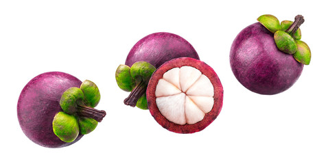 Mangosteen isolated on white background with clipping path