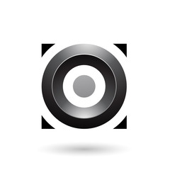 Black Glossy Circle in a Square Vector Illustration