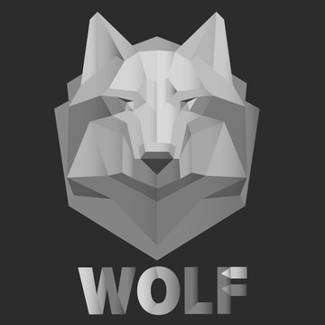 Wolf geometric lines on grey background. vector design element illustration
