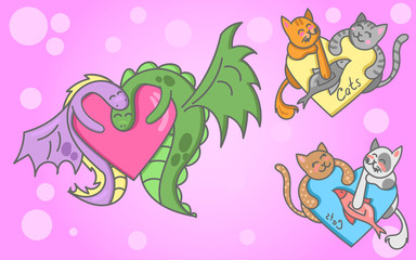 loving animals inside the pink heart