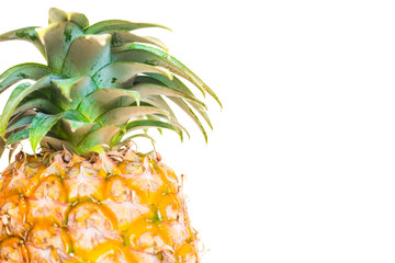 Ripe fresh pineapple fruit isolated on white background