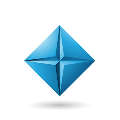 Blue Diamond Icon with a Star Shape Vector Illustration
