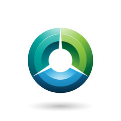 Green and Blue Glossy Shaded Circle Vector Illustration