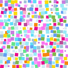 Mosaic of  bright colorful squares on a white background. 