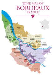 Wine map of Bordeaux - obrazy, fototapety, plakaty