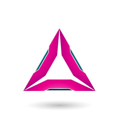 Magenta Triangle with Green Edges Vector Illustration