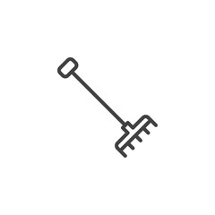 Garden rake line icon. linear style sign for mobile concept and web design. Cultivating rake outline vector icon. Agriculture, farming symbol, logo illustration. Pixel perfect vector graphics