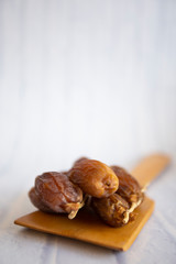 Ifthar Food evening meal for Ramadan kareem,Concept: Date of Islamic fasting,fruit date placed on a white background rosary