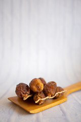Ifthar Food evening meal for Ramadan kareem,Concept: Date of Islamic fasting,fruit date placed on a white background rosary
