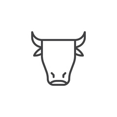 Cow head line icon. linear style sign for mobile concept and web design. Bull horn animal outline vector icon. Farming, agriculture symbol, logo illustration. Pixel perfect vector graphicss