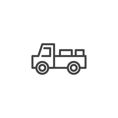 Milk delivery truck line icon. linear style sign for mobile concept and web design. Farm truck outline vector icon. Agriculture symbol, logo illustration. Pixel perfect vector graphics