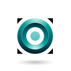 Persian Green Glossy Circle in a Square Vector Illustration