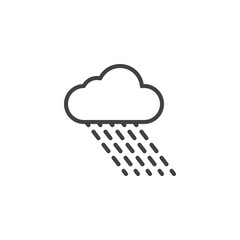 Rainy cloud line icon. linear style sign for mobile concept and web design. Cloud and rain outline vector icon. Rainy weather season symbol, logo illustration. Pixel perfect vector graphics