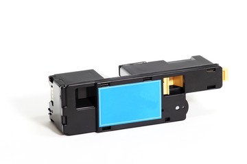 Toner Cartridge Cyan for Laser jet isolated on white background. 