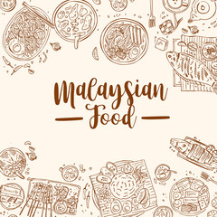 Hand drawn Malaysian food doodles, Vector