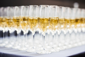 Full glasses of champagne