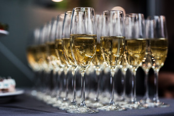 champagne glasses on the table