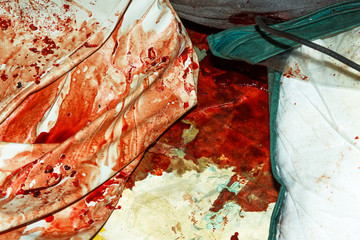 Crime scene in old abandoned house, CSI job